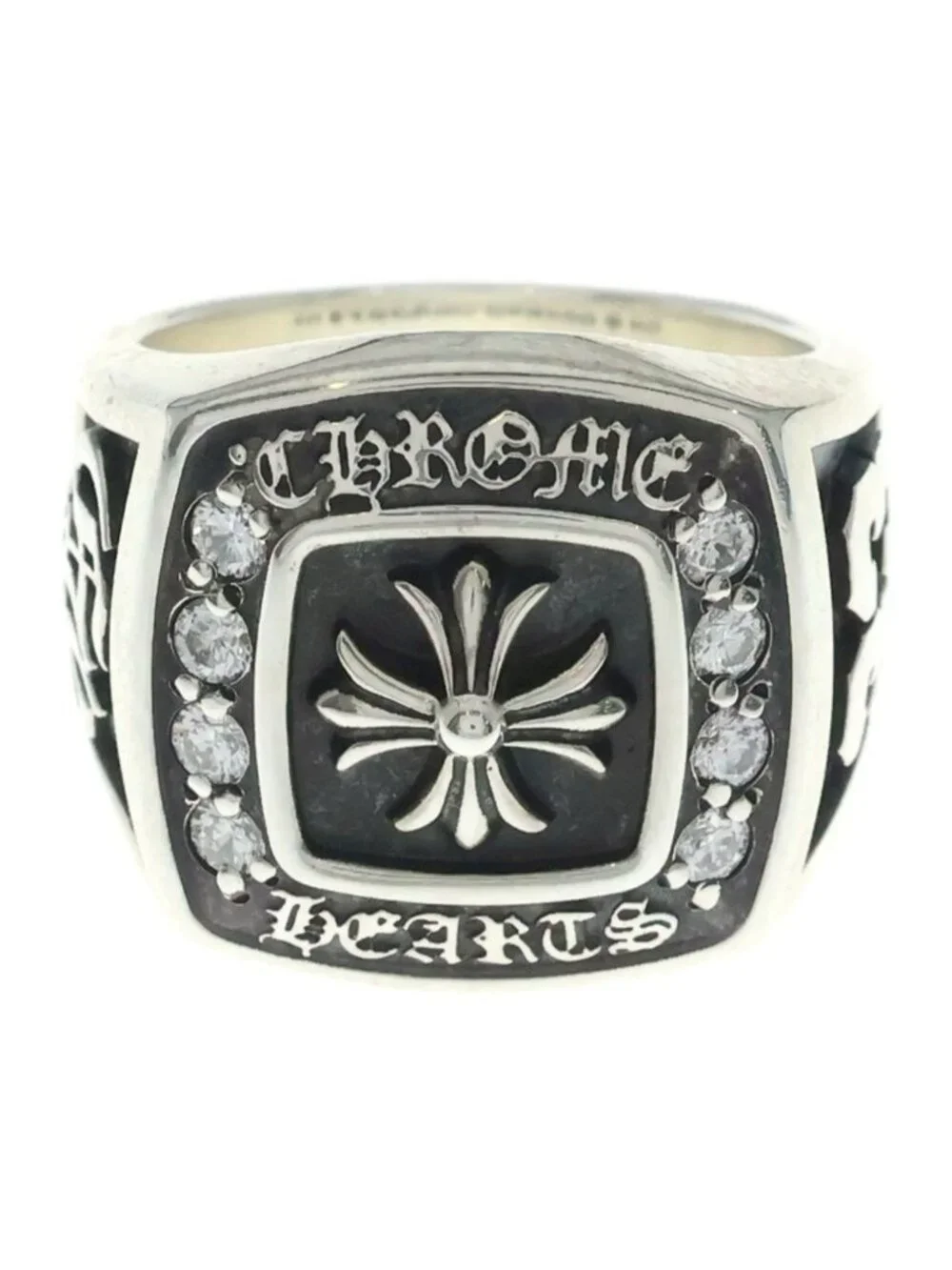 Chrome Hearts Champion P Dmnd Large Pave Diamond Silver Ring